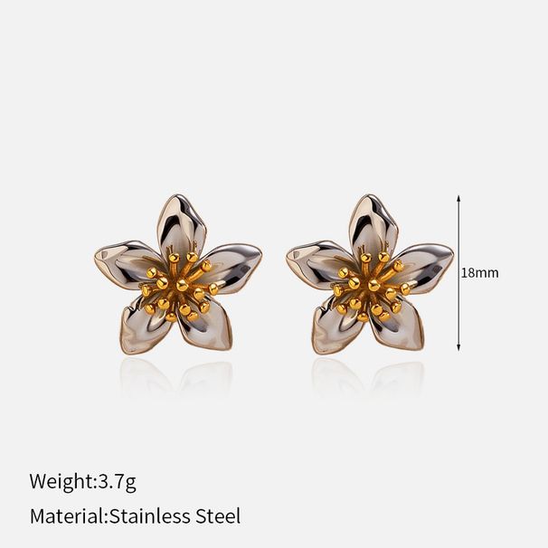 Stainless Steel Flower Ring & Earrings Set - Light Luxury Fashion Jewelry For Women_ipsvogv.com