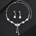 2024 Square Rhinestone Necklace And Earrings For Women Wedding Party Accessories Bride Two-Piece Set_ipsvogv.com