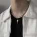 Ice Cracked Bead Splicing Cross Titanium Steel Necklace For Men's Hip-hop Niche High-end Feeling, Light Luxury, Handsome_ipsvogv.com
