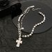 Design National Trend Pendant Hip Hop Titanium Steel Multi Layer Pearl Pendant Necklace Cross Necklace Men's_ipsvogv.com