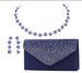 Fashion diamond suit evening bag necklace earrings female wave rhinestone simple handbag three piece accessories_ipsvogv.com