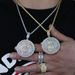Men's Hip Hop Style Circular Pendant Necklace With ALLHUSTLE NO LUCK Lettering - Brass Chain For Trendy Streetwear Look_ipsvogv.com