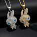 Trendy Hip-Hop Jewelry Gold-Plated Full Diamond Rabbit Pendant Fashion Versatile Titanium Steel Necklace Accessories_ipsvogv.com