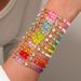 Beaded Rainbow Rice Bead Bracelet Set Cute Cartoon Acrylic Bear Elastic Children's Bracelet Female_ipsvogv.com