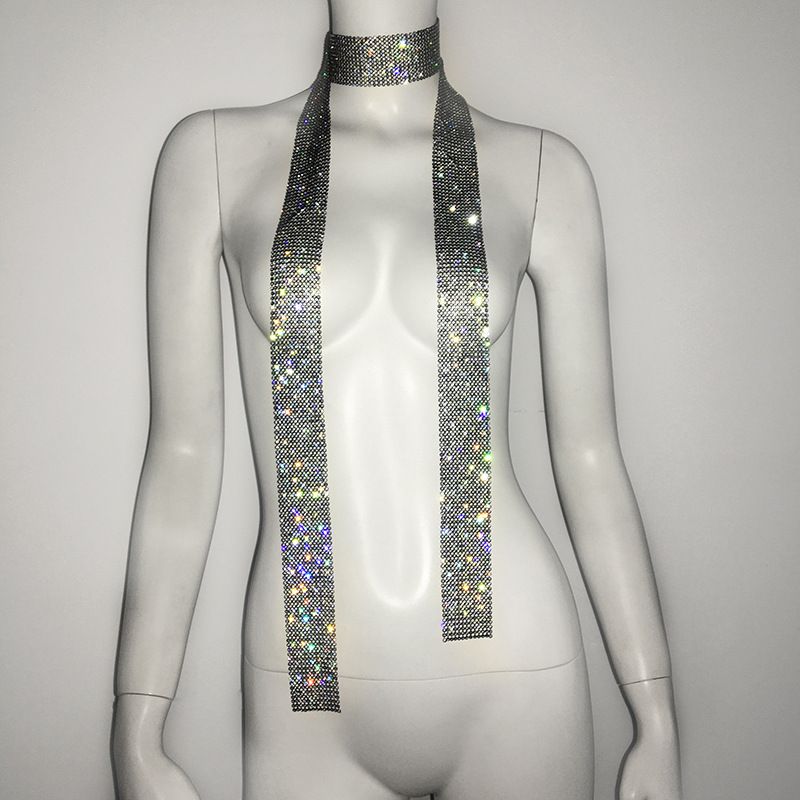 Metal Sequin Scarf, Music Festival Scarf, Hot Girl Rhinestone Shiny Personality Necklace_ipsvogv.com