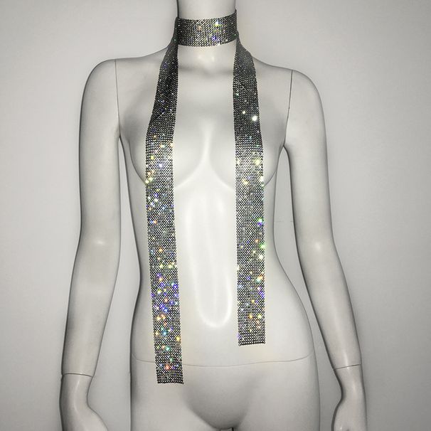 Metal Sequin Scarf, Music Festival Scarf, Hot Girl Rhinestone Shiny Personality Necklace_ipsvogv.com
