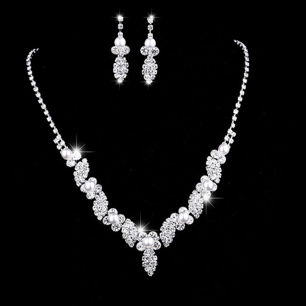 Women’s Jewelry Set Fashion Jewelry Bridal Jewelry Pearl Rhinestone Necklace Earrings Set Chain Jewelry_ipsvogv.com