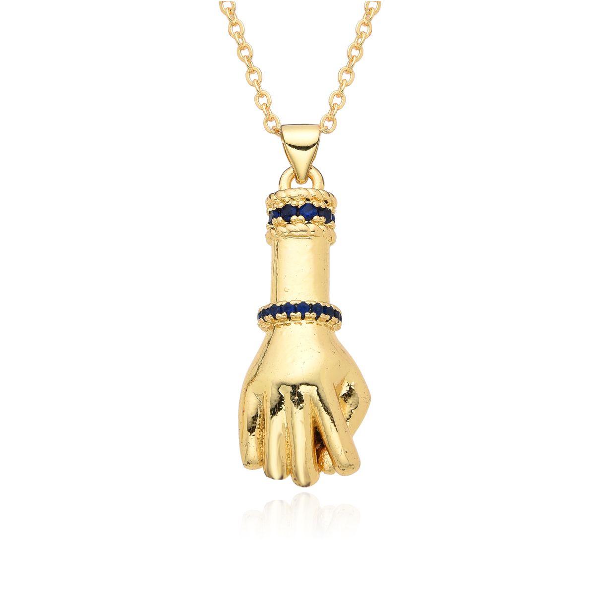 Fashionable New Necklace Copper Plated Real Gold Fist Micro Inlaid Pendant Necklace Female INS Niche Hip Hop Jewelry_ipsvogv.com