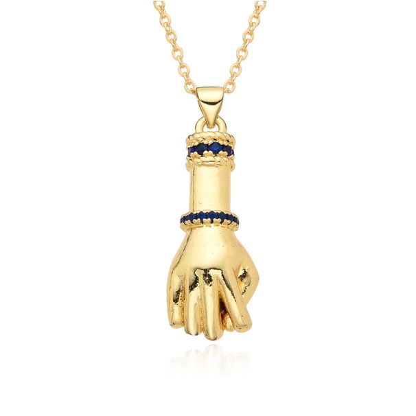 Fashionable New Necklace Copper Plated Real Gold Fist Micro Inlaid Pendant Necklace Female INS Niche Hip Hop Jewelry_ipsvogv.com