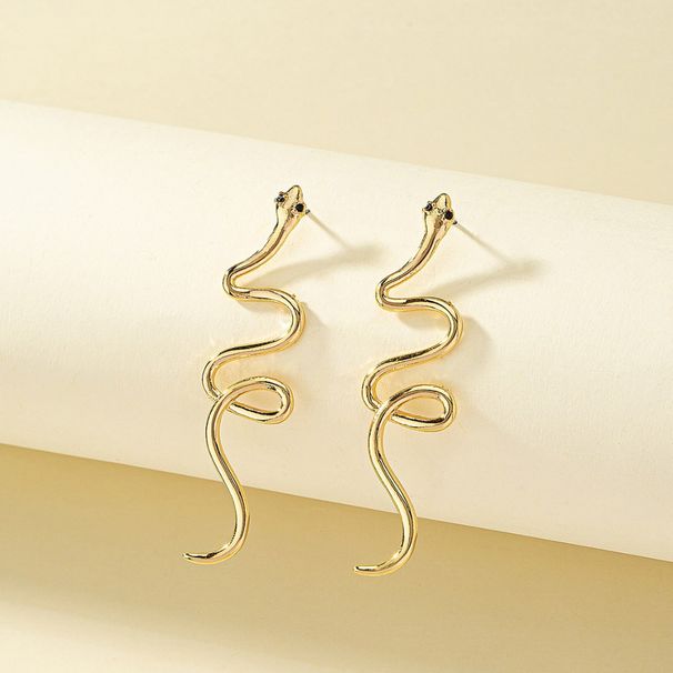Ins personalized creative metal snake shaped earrings with simple and high-end feel, diamond inlaid curved design_ipsvogv.com