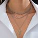 Minimalist Metal Cross Pendant Necklace With Ins Style, Versatile, Multi-layer Chain, Stacked Collarbone Chain For Women_ipsvogv.com