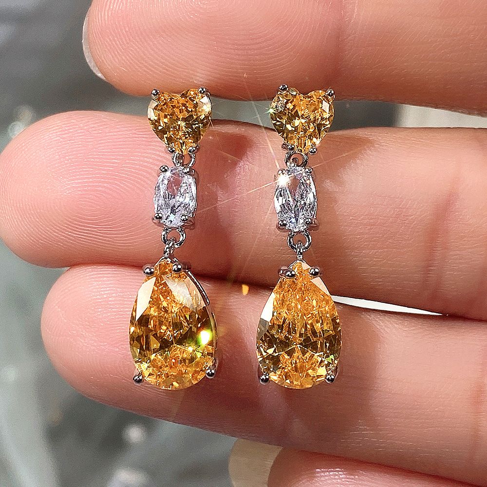 Cao Shi's 2022 Early Spring New Caibao Series Exquisite Pink Zircon Water Drop Earrings For Women_ipsvogv.com