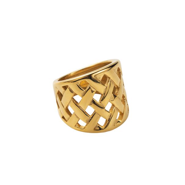 ZR0283 stainless steel exaggerated round ball cross flower ring gold personalized simple irregular bracelet_ipsvogv.com