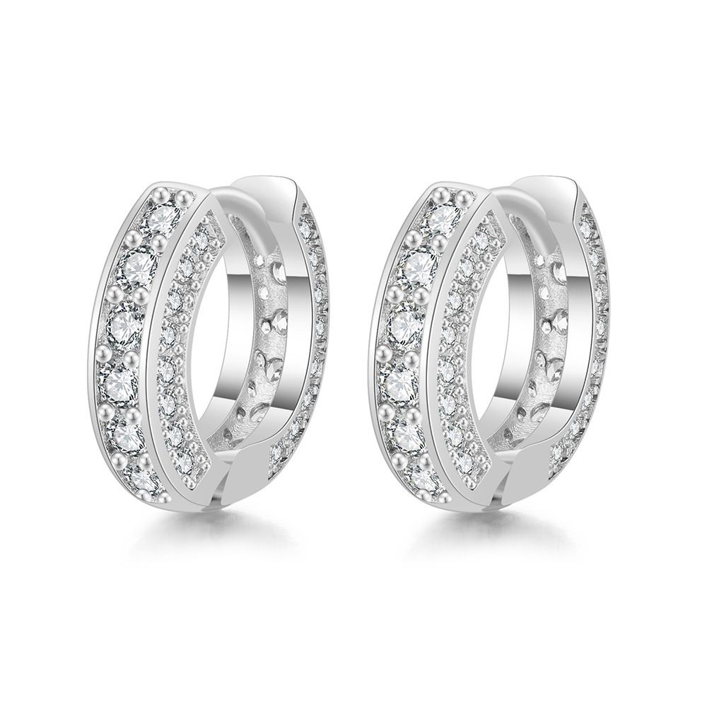 Hip-hop Personality For Men And Women Micro-inlaid Zircon Gold-plated Round Earrings_ipsvogv.com