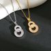 Light Luxury Temperament, Double Ring Titanium Steel Necklace, Women's Personality, Fashion, Versatile, Zircon Inlaid_ipsvogv.com