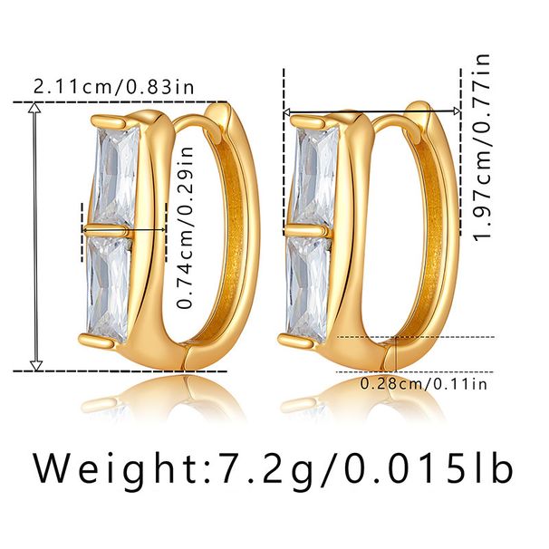 French Cold Style Square Retro Earrings Copper Plated K Real Gold Simple INS Style Sugar Cube Maillard Ear Buckle Color Preservation_ipsvogv.com