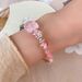 Sweet Glass Flower Butterfly Bamboo Knot Tassel Geometric Bracelet With Fashionable Design, Niche Temperament, High-end_ipsvogv.com