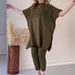 Women's Clothing new autumn round neck bat shirt large size loose sweater casual two piece set_ipsvogv.com