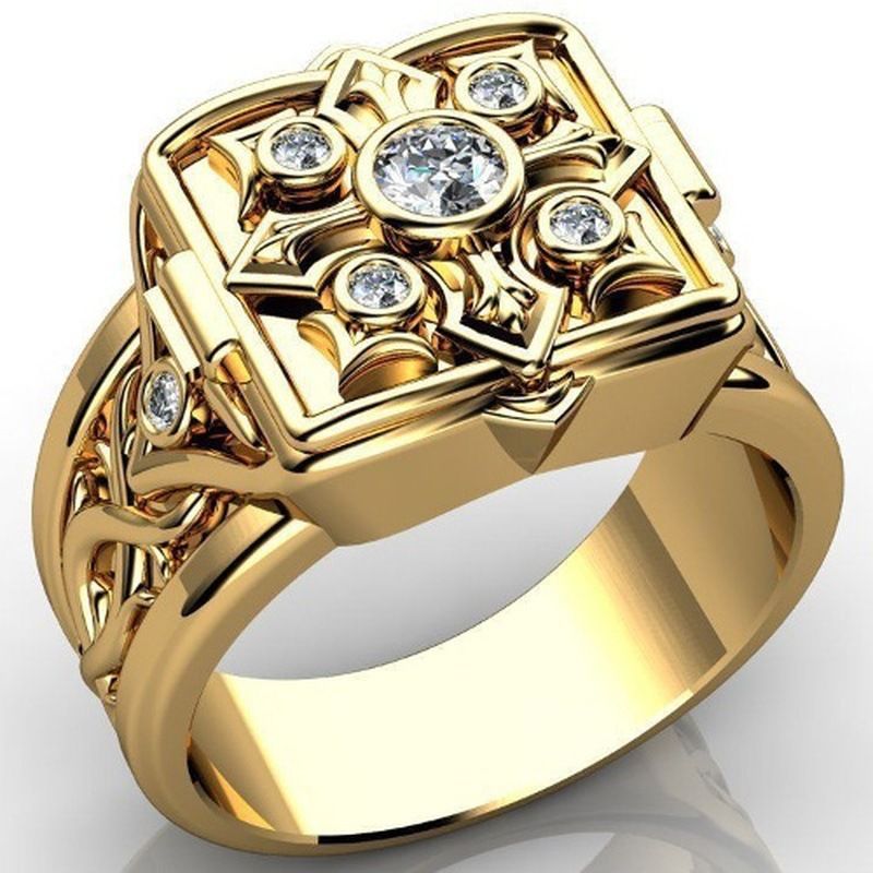 Hecheng Hip Hop Punk Plated Men's Box Flip Up Ring_ipsvogv.com