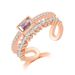 Popular geometric colored zircon open ring for women Copper gold plated adjustable ring_ipsvogv.com