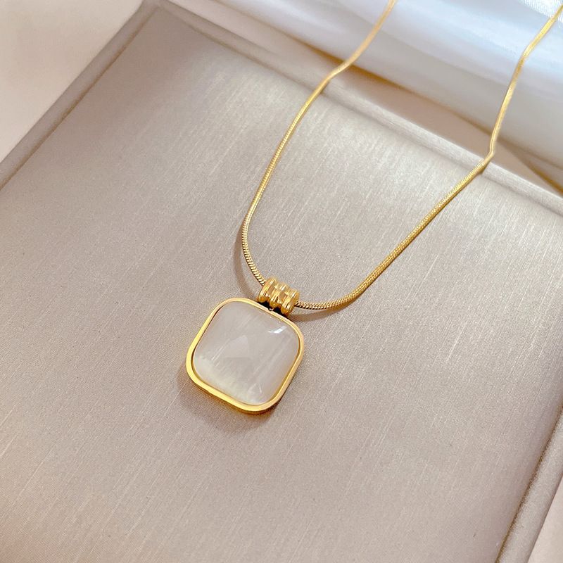 Body 【 Full Titanium Steel 】 Block Cat's Eye Stone Minimalist Gold Necklace In The Furnace, Female Ins Mesh Red 【 】 Furnace,_ipsvogv.com