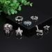 Hot Selling Jewelry Halloween Snake Shaped Skull Owl Animal Ring Set Of 7 Pieces_ipsvogv.com