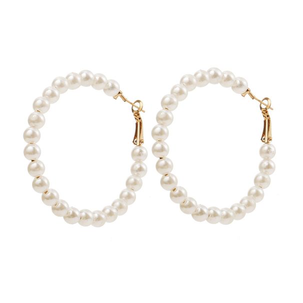hot selling retro pearl earrings Pearl series temperament Ins cold style large hoop earrings_ipsvogv.com