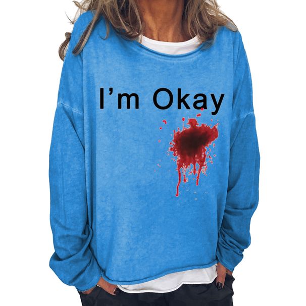 Women's Clothing I'M OKAY printed sweatshirt women's loose bat long sleeve top_ipsvogv.com