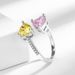 High End Design, Sweet Pink Yellow Diamond Zircon Heart Ring, Women's Light Luxury, Niche, Adjustable Index Finger Ring_ipsvogv.com