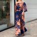 Women's Clothing Two piece Summer New Casual Printed Off shoulder Wide leg Pants Set_ipsvogv.com