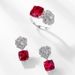 S925 silver inlaid cultivated ruby earrings simulated rose flower earrings fashionable light luxury_ipsvogv.com