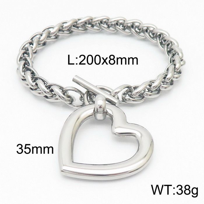 Women's Jewelry Set Fashion Exaggerated Heart Shaped Pendant Keel Chain Personality Titanium Steel Peach Heart Bracelet Necklace Jewelry Set_ipsvogv.com