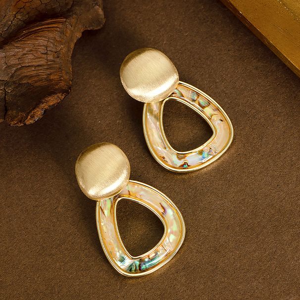 Silver Needle French Elegant And Personalized Hollow Out Colorful Abalone Shell For Women, Fashionable Temperament,_ipsvogv.com