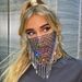 Women's fashion show grid rhinestone jewelry metal metal tassel rhinestone mask nightclub party accessories_ipsvogv.com