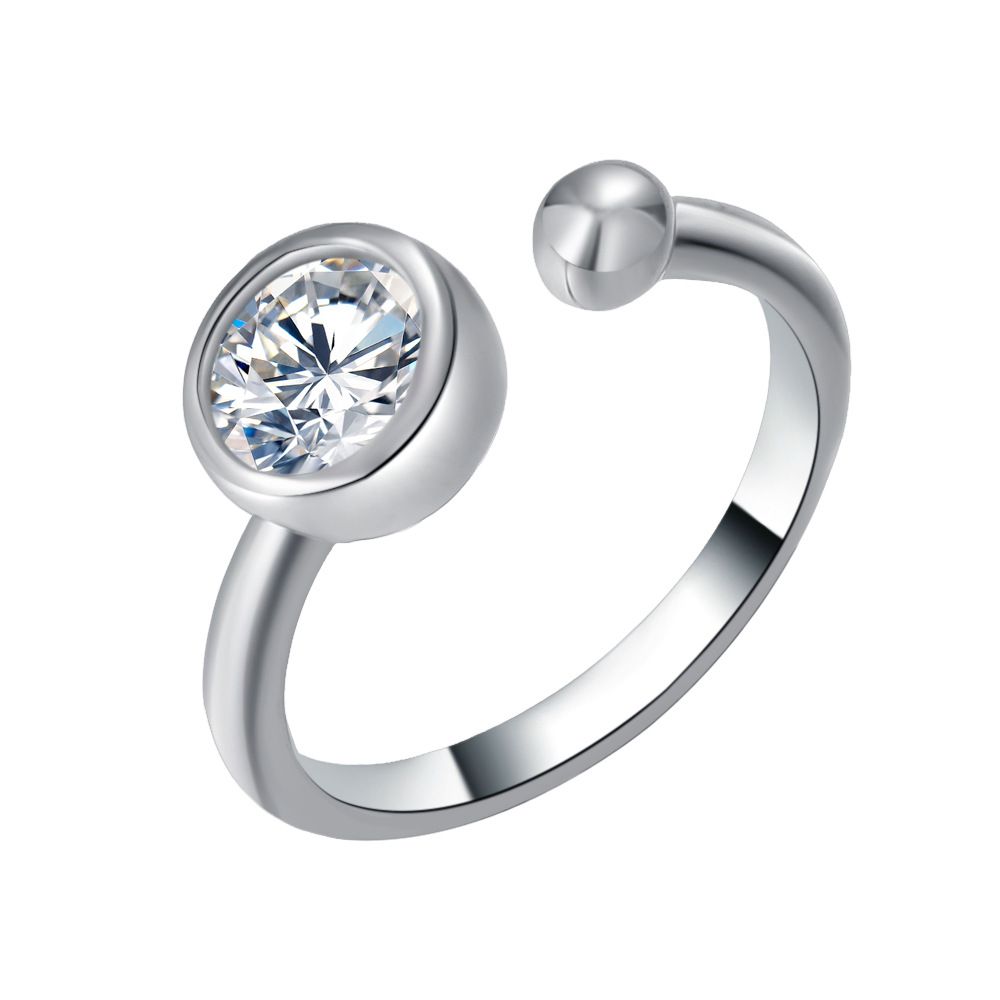 Sterling Silver Movable Adjustment Ring For Women Bubble Open Ring Inlaid With Moissanite Diamond Ring_ipsvogv.com