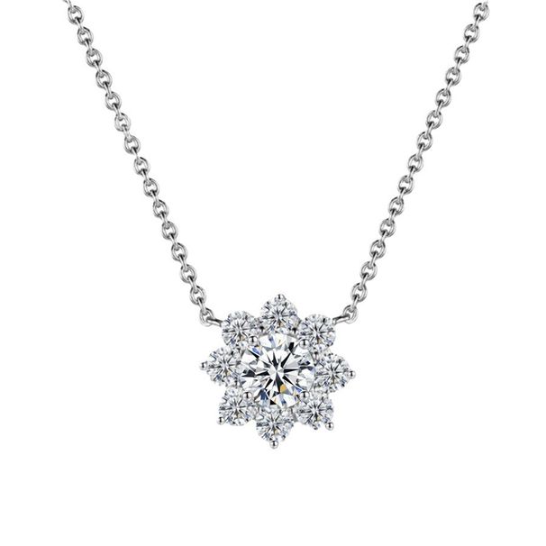 S Pure Silver D Color Mosonite Sunflower Necklace with Advanced Design Sense, Light Luxury temperament, Clawbone Chain_ipsvogv.com