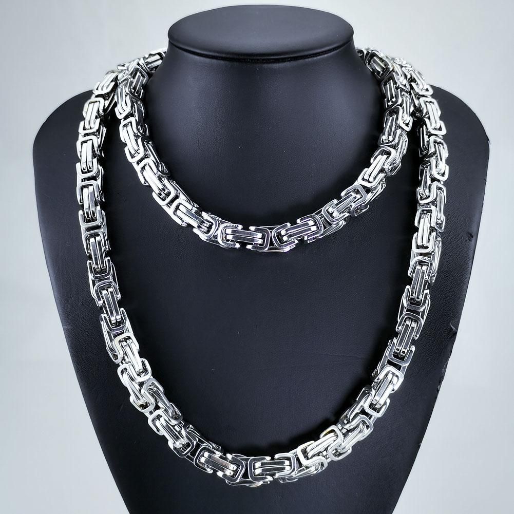 Heavy Men's 10mm width Stainless Steel Original Color no Buckle Solid Chain Necklace Very Long 47~59 inch_ipsvogv.com