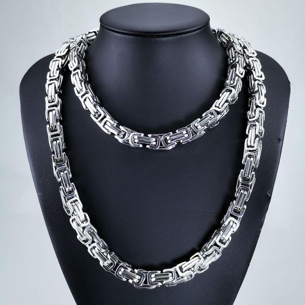 Heavy Men's 10mm width Stainless Steel Original Color no Buckle Solid Chain Necklace Very Long 47~59 inch_ipsvogv.com