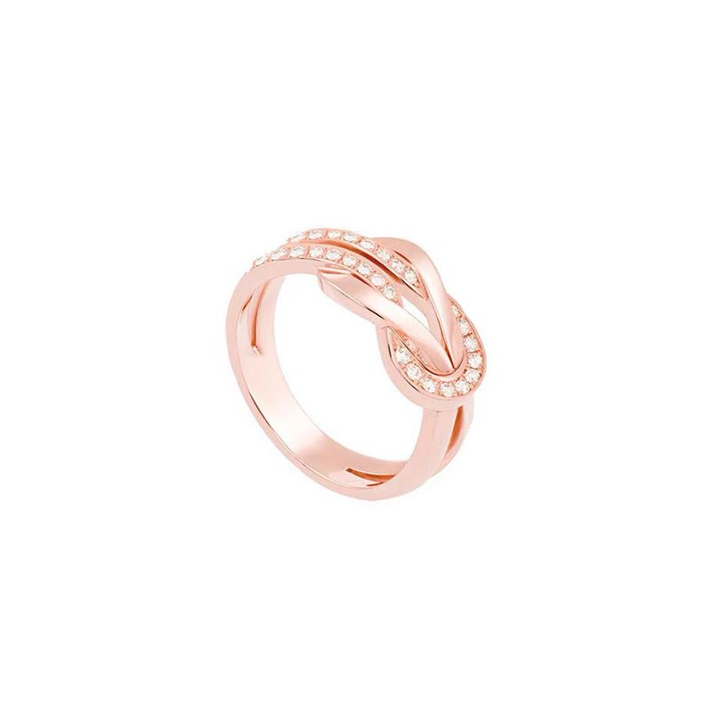 Unisex Jewelry Fashion series V gold semi diamond zircon ring_ipsvogv.com