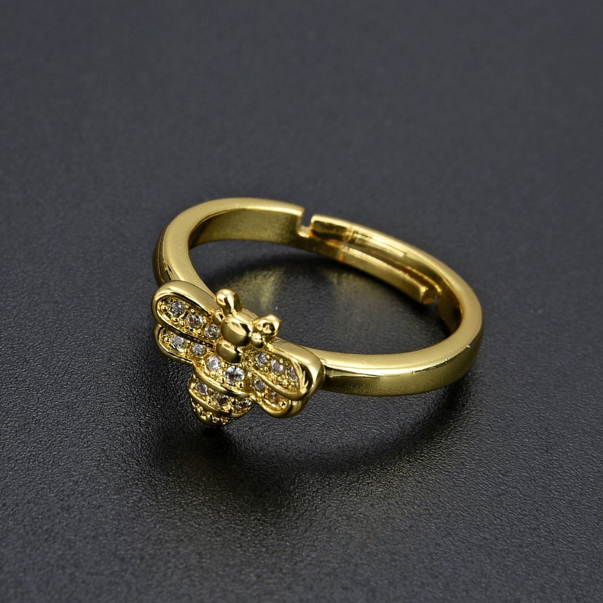 Women’s Jewelry Set Fashion Diamond CZ Zircon Bee Ring Female Index Finger Ring Opening Adjustable Hand Jewelry Net Celebrity Style Spot_ipsvogv.com