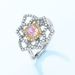 Brilliant Ice Flower Cut High Carbon Diamond Ring S925 Silver Flower Colored Gem Opening Ring Fashion Atmosphere_ipsvogv.com