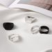 Combination Simplified Gun Black Two Color Large Ring 5-piece Set_ipsvogv.com