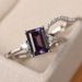 Platform's New Women's Pair Creative Inlaid With Purple Square Diamond Zircon Ring_ipsvogv.com