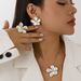 Women's Jewelry Set Fashion Curled Five Leaf Flower Stamen Snake Chain Set Necklace Small Fresh Copper Chain Alloy Clavicle Chain_ipsvogv.com