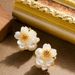 French Sweet And Exquisite Vacation Style Pearl Flower Ea, Feminine Goddess Fan Chaoxian High-end Silver Needle_ipsvogv.com