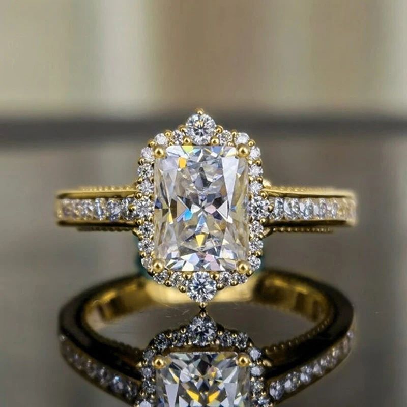 Cao Shi's New Square Diamond Princess Noble temperament Ring Fashion Engagement Women's Jewelry_ipsvogv.com