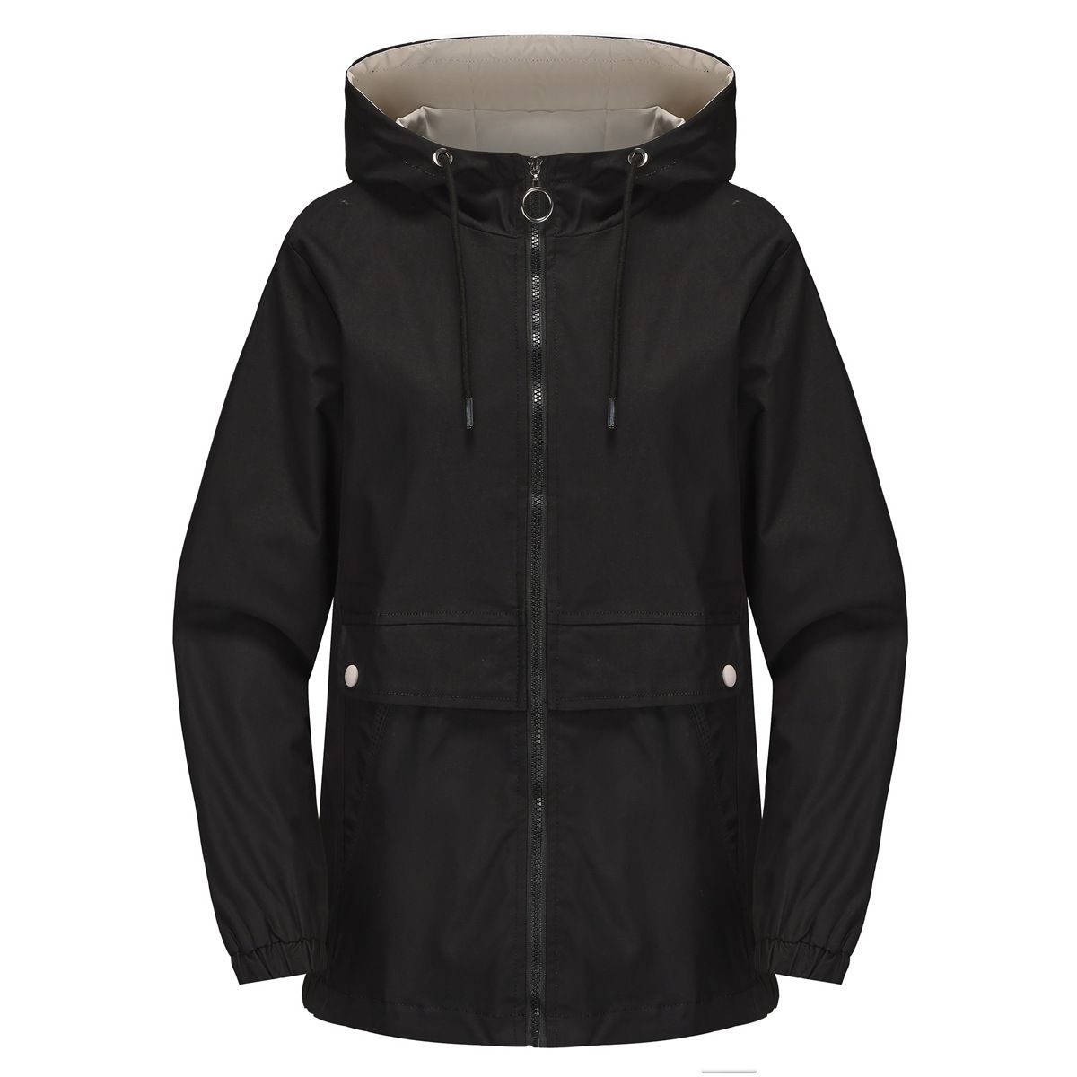 Women's Clothing new hooded solid color windbreaker women's long sleeve spring and autumn thin jacket casual women's clothing_ipsvogv.com