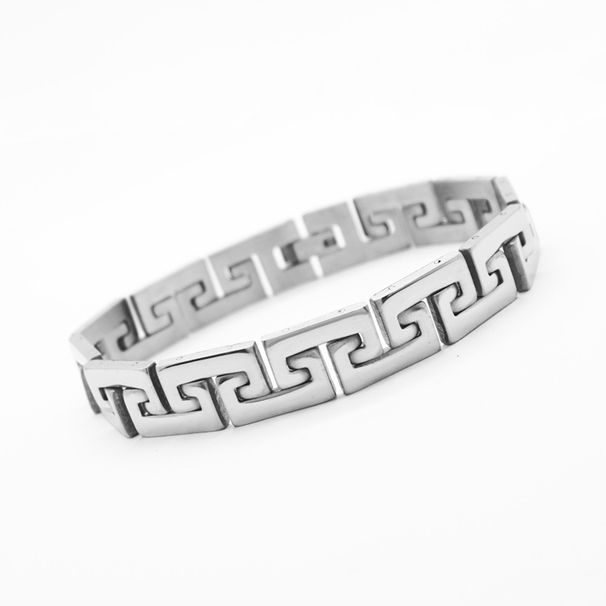 Minimalist Personality Chinese Style Great Wall Pattern Smooth Punk Hip-Hop Men's Versatile Titanium Steel Bracelet_ipsvogv.com