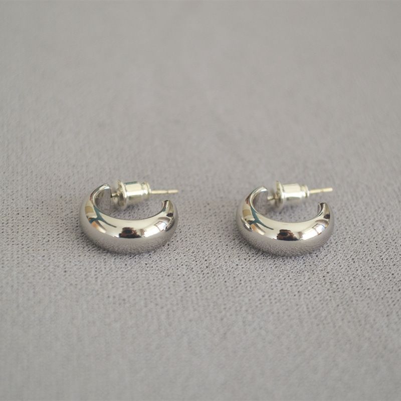 Women's Jewelry Simple And Compact Texture Brass Gold Plated Bean Shaped Glossy C Shaped 925 Silver Needle Earrings Temperament Versatile_ipsvogv.com