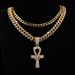 Fashion Men's Jewelry Personality Horus Eye Ankh Cross Pendant Necklace Double Layer Full Diamond Hip Hop Cuban Chain_ipsvogv.com